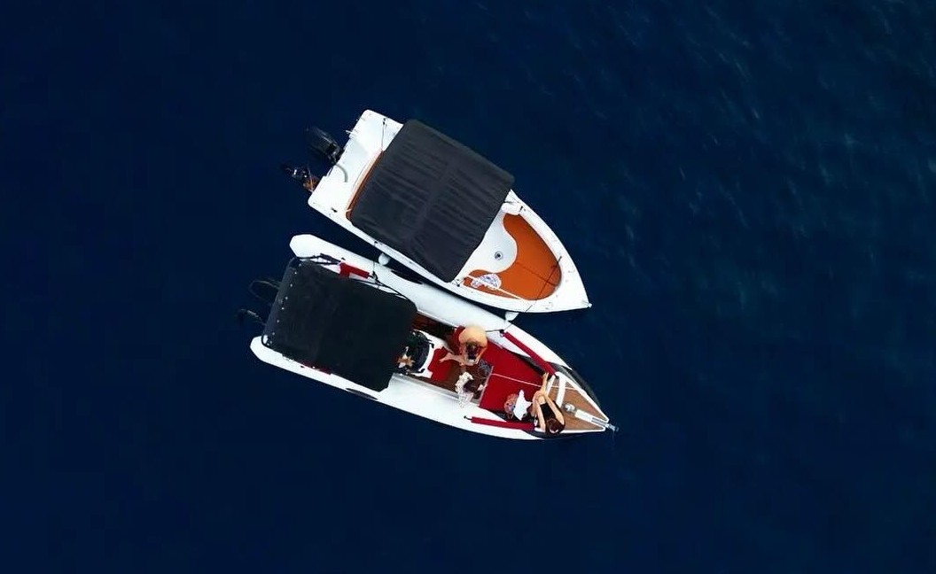 Aerial photo of boats in the sea
